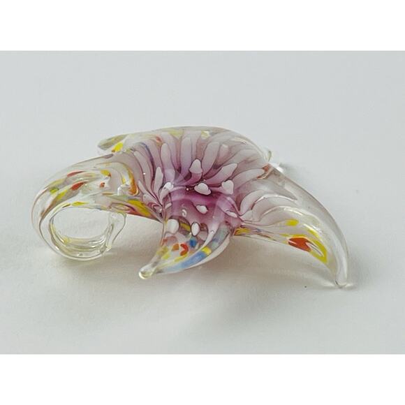 Gorgeous Murano Style Glass Starfish Pendant Lavender Blown Sea Anemone Star Bea - Picture 5 of 12